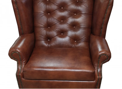 Luxury Wingback Armchair Chesterfield Chair Leather Brown Couch Modern Furniture